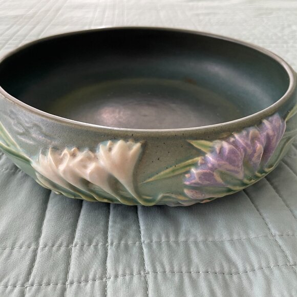 Vintage Roseville USA Freesia Pottery Bowl Double Handled - Picture 3 of 5